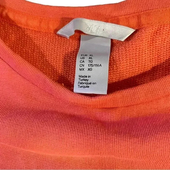 H & M orange French Terry top with balloon sleeves size XL EUC - Picture 6 of 14